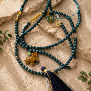 D1 Blue-Gray Malas With Butterfly Pendant
